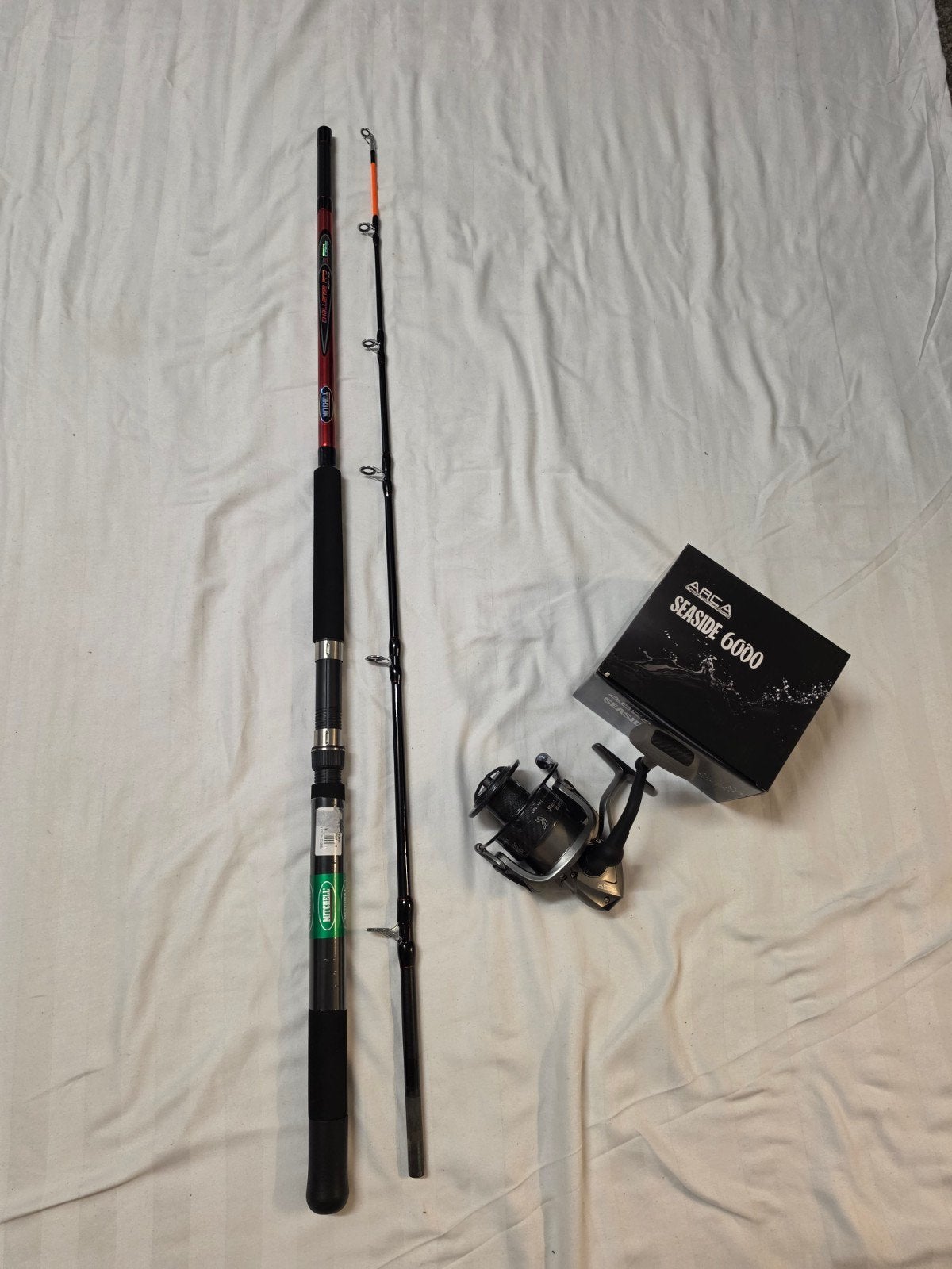 Mitchell boot set met 6000 serie zeemolen, Ophalen of Verzenden, Nieuw, Complete set