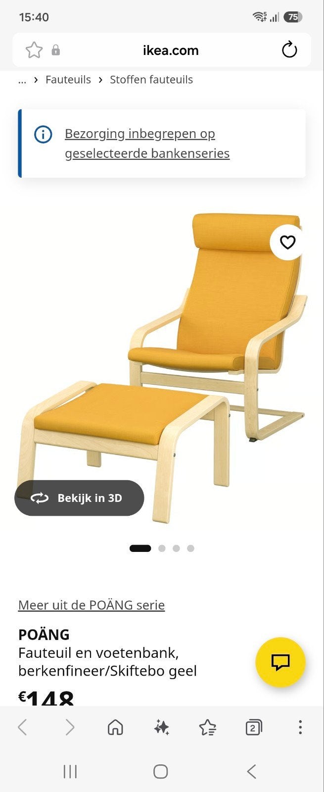 ikea stoel, Ophalen