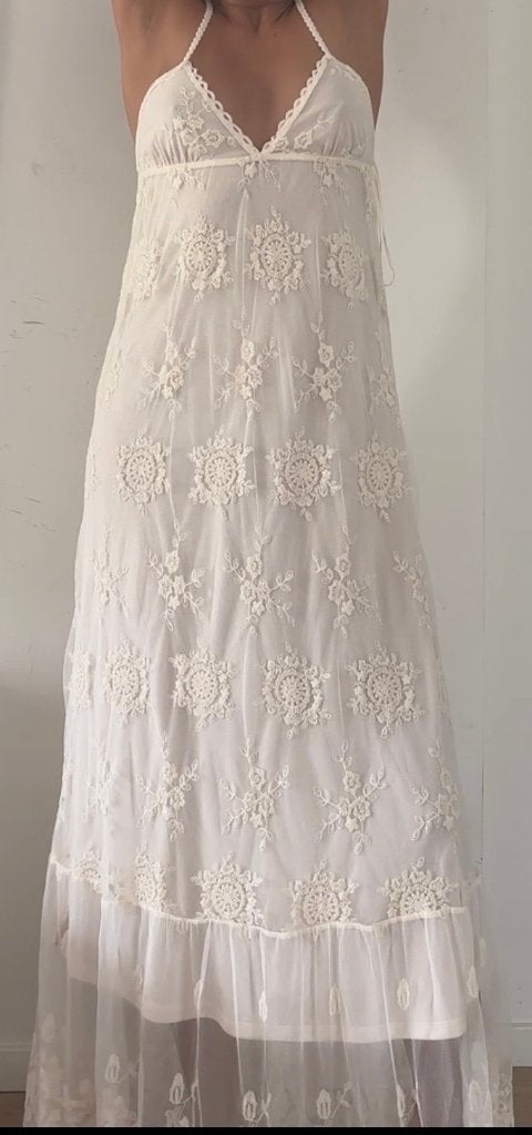 Long lace Dress, Verzenden, Nieuw, Zwart, Onder de knie