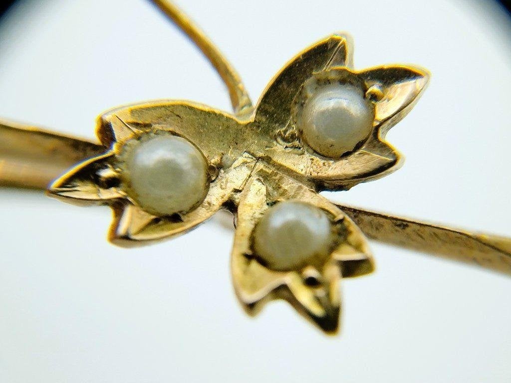Gouden broche met natuurlijke zoutwaterparels, Gebruikt, Info@zilverwebsite.nl, Verzenden, Zilverwebsite.nl