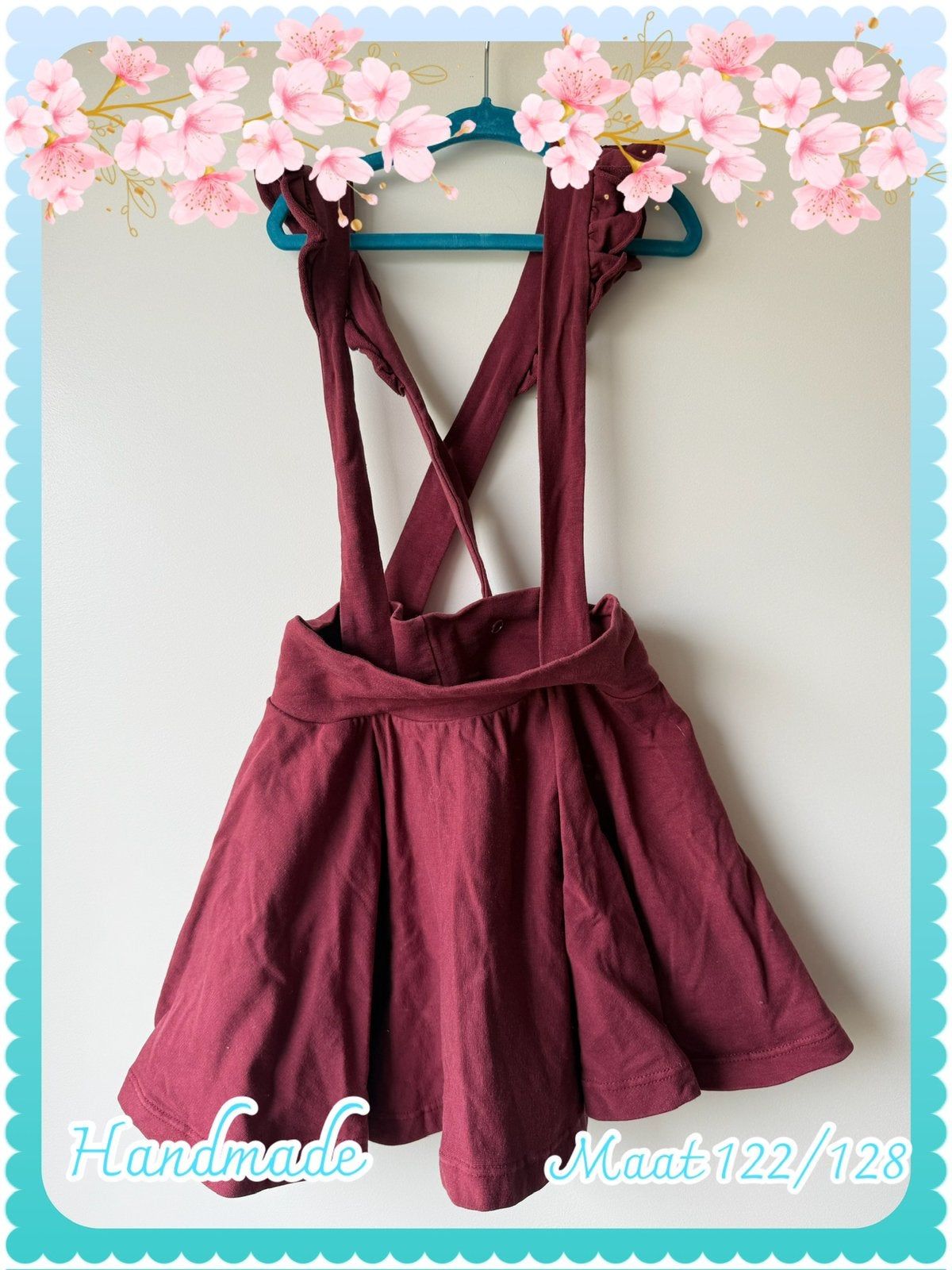 Overgooier rokje met banden jurkje handmade, Kinderen en Baby's, Ophalen of Verzenden, Gebruikt, Meisje, Jurk of Rok