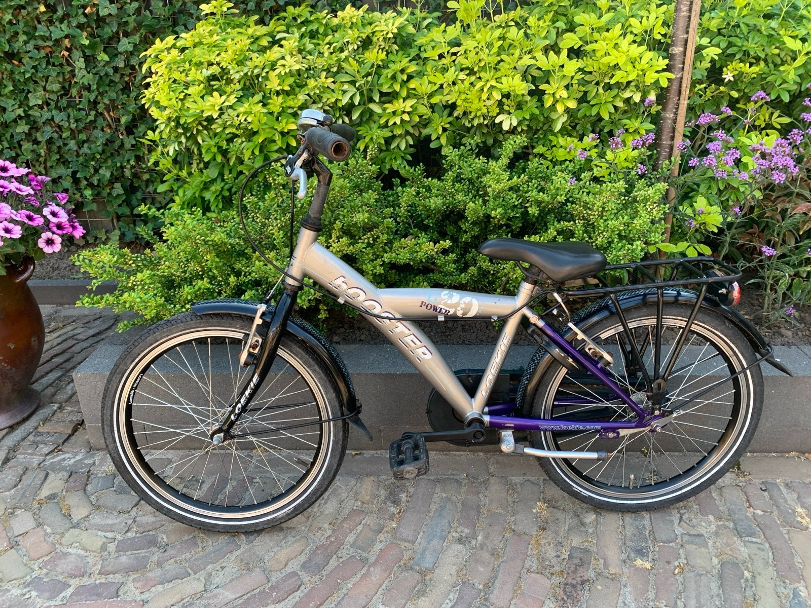 Booster Power kinderfiets 20 inch - Zilver/Paars, Ophalen, Gebruikt, Velgrem, 16 tot 20 inch