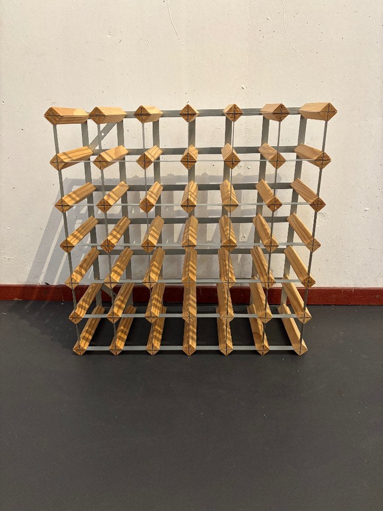 Wijnrek voor 42 flessen van hout en metaal, Ophalen, 50 – 75, Zo goed als nieuw, 25 flessen of meer
