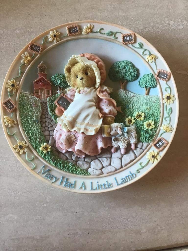 cherished teddies borden - kerst/mary had...lamb/wee..winkie, Ophalen of Verzenden, Zo goed als nieuw, Beeldje, Cherished Teddies
