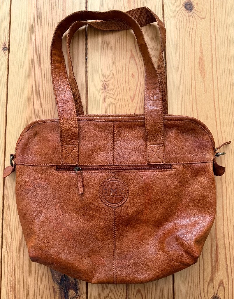 Tas / Shopper JMC Just My Choice - Bruin / Cognac Leer, Ophalen of Verzenden, Zo goed als nieuw, Bruin, Shopper