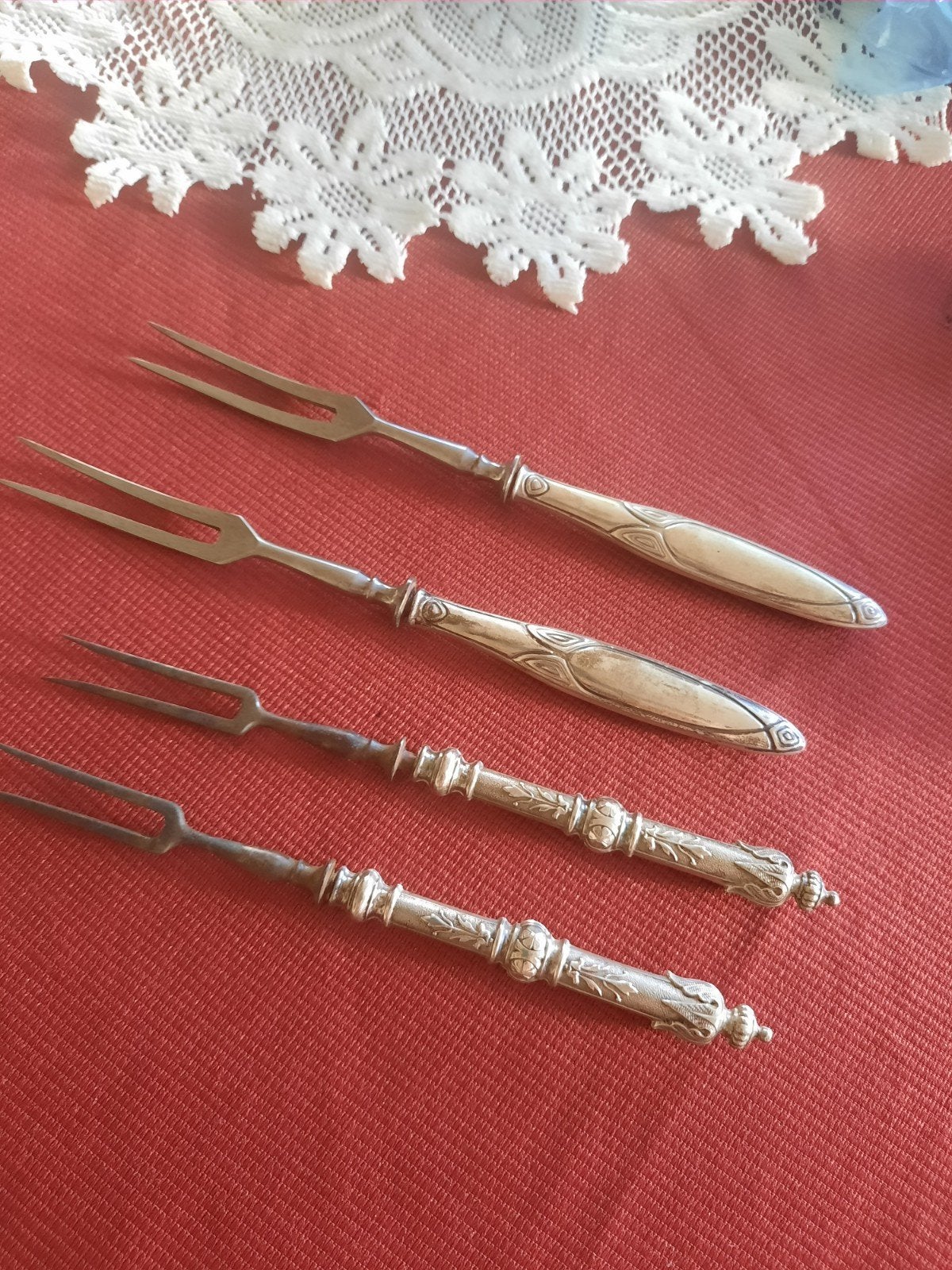Antieke zilveren vleesvorkjes - Set van 4, Ophalen of Verzenden