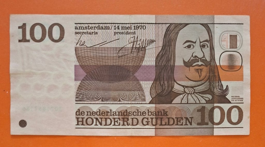 Bankbiljet 100 gulden 1970 Michiel de Ruyter, cat. PL103.b, Verzenden, 100 gulden, Los biljet