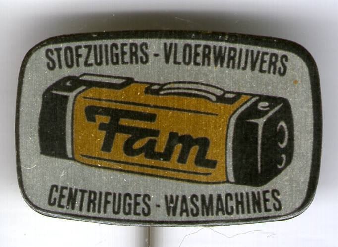 FAM slede stofzuiger blik speldje ( W_439a), Ophalen of Verzenden, Zo goed als nieuw, Merk, Speldje of Pin