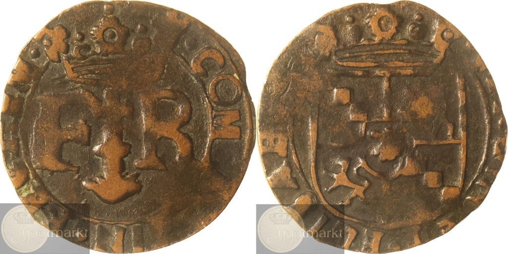Reckheim - Oord z.j. (1643-1662) 'F. d'Aspremont-Lynden', Postzegels en Munten, Munten | Nederland, Ophalen of Verzenden, Vóór koninkrijk