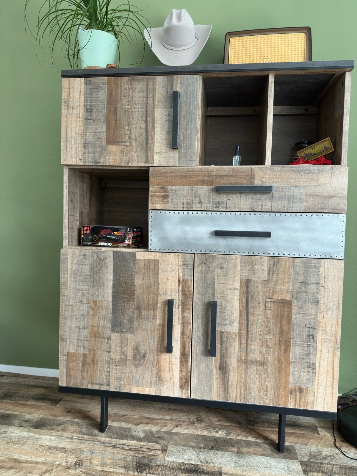 Industriële kast met lades en deuren, Ophalen, Gebruikt, 100 tot 150 cm, Met lade(s)
