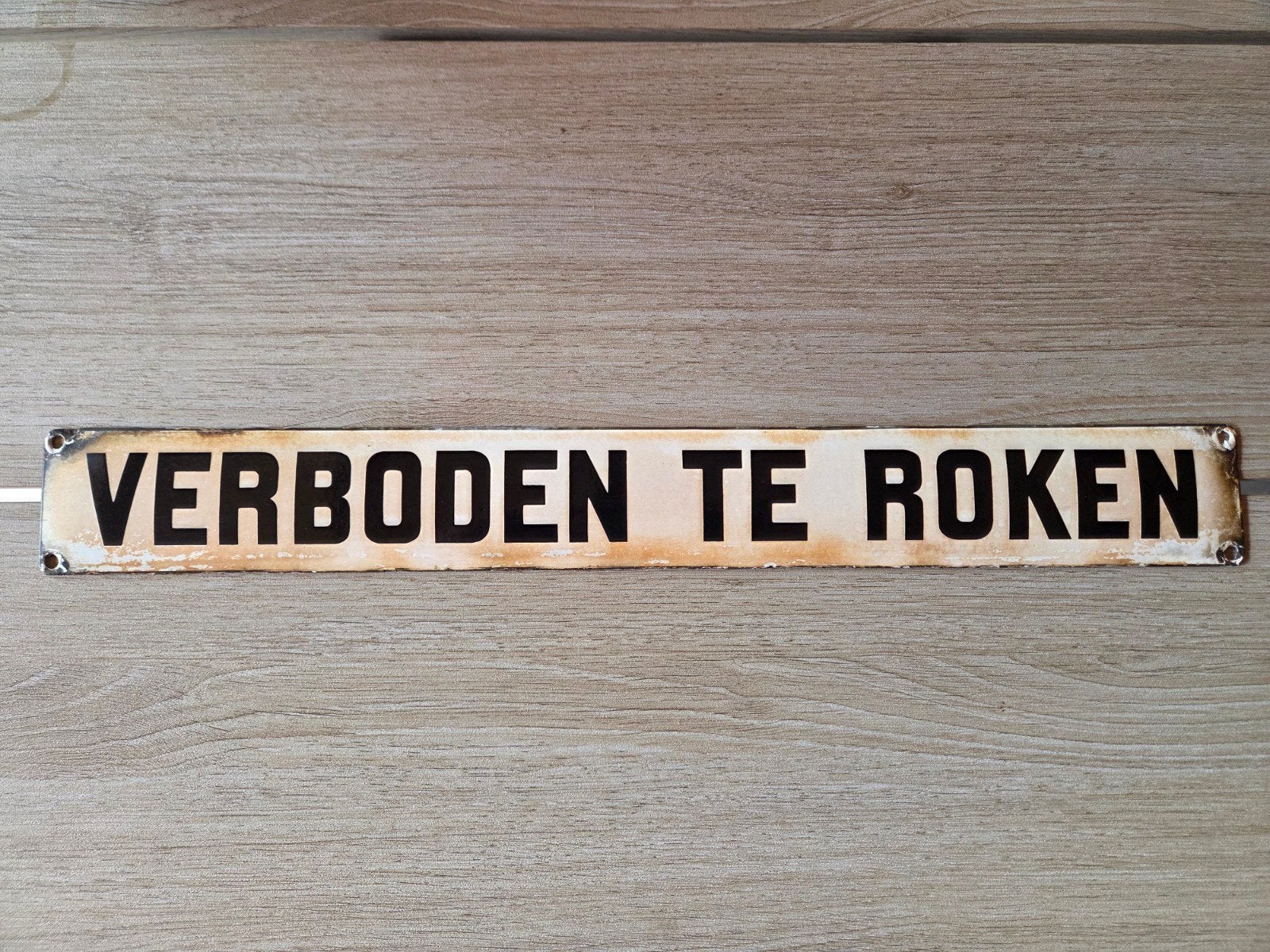 Emaille bord Verboden te roken, Ophalen of Verzenden, Gebruikt, Reclamebord