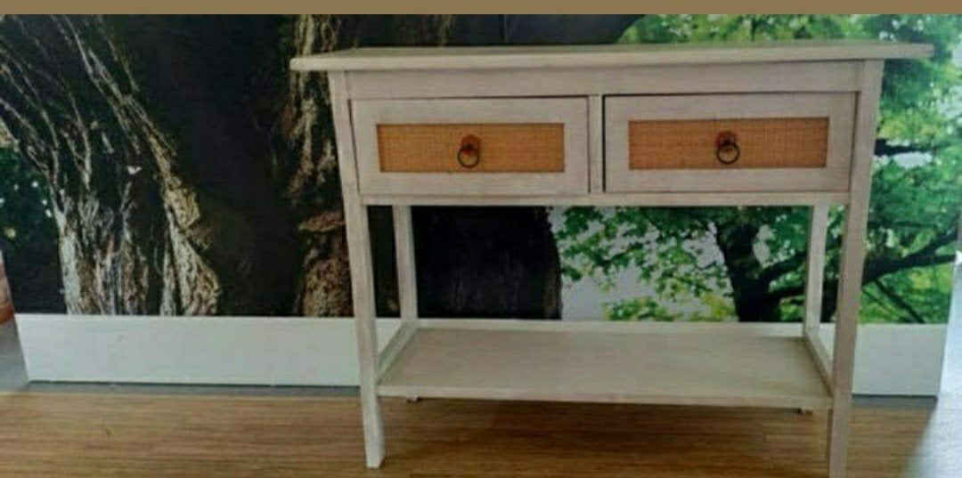Wandkastje,Landelijk,Wit,2 laden,Brocante,plank,Kastje,Hout, Huis en Inrichting, Ophalen, Met plank(en), Gebruikt, Minder dan 150 cm