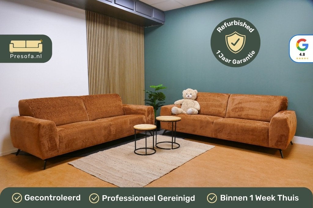 Refurbished banken set roest bruin + fauteuil, -, -, 75 tot 100 cm, Ophalen of Verzenden