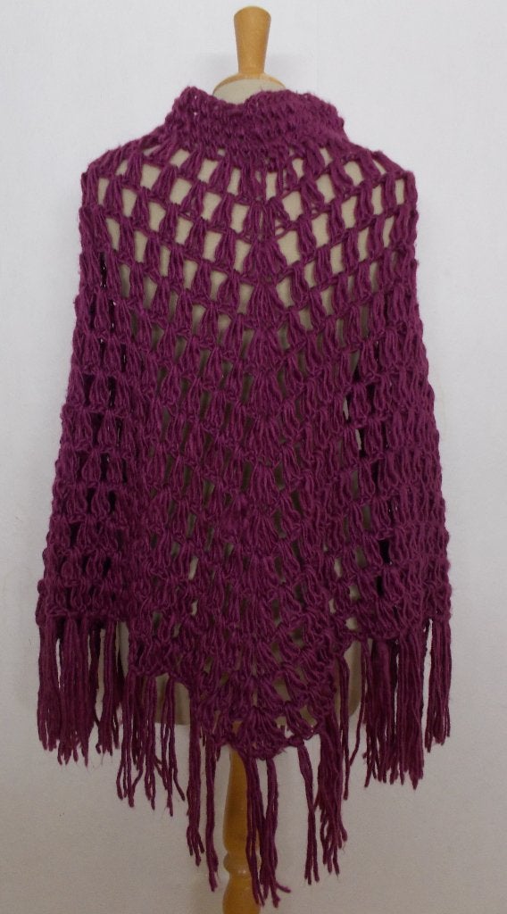Aparte paarse poncho! L, Verzenden, Zo goed als nieuw, Maat 42/44 (L), Paars