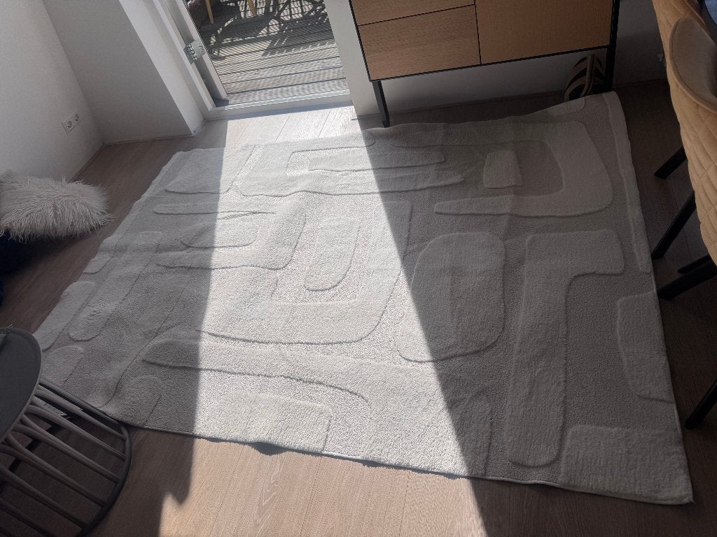 Witte loper tapijt modern design 160x220, 200 cm of meer, Zo goed als nieuw, Modern scandinavian, Crème