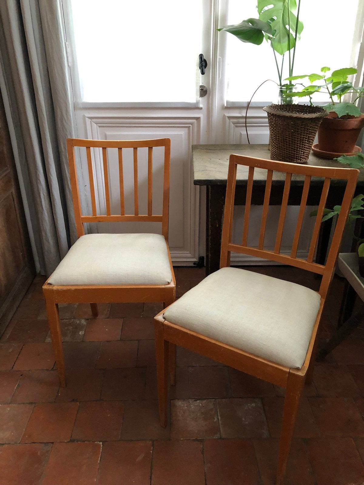 ANTIEKE STOELEN SPIJLENSTOELEN ZWEEDS LINNEN ZITTING, Antiek en Kunst, Ophalen