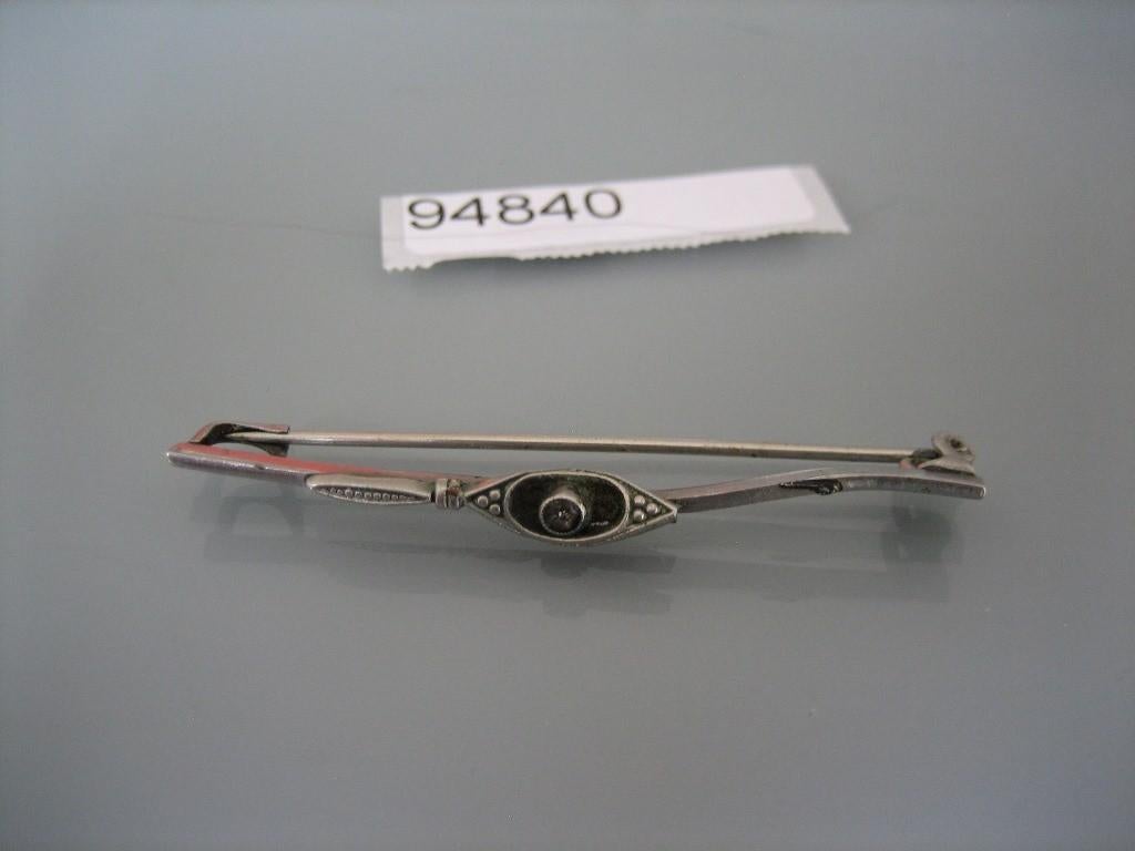 Antieke Art Deco Balkspeld / Bar Brooch Zilverkleurig, Verzenden, Overige materialen, Broche