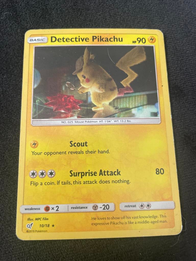 Detective Pikachu Pokémon Kaart - 10/18, Ophalen of Verzenden, Gebruikt, Losse kaart