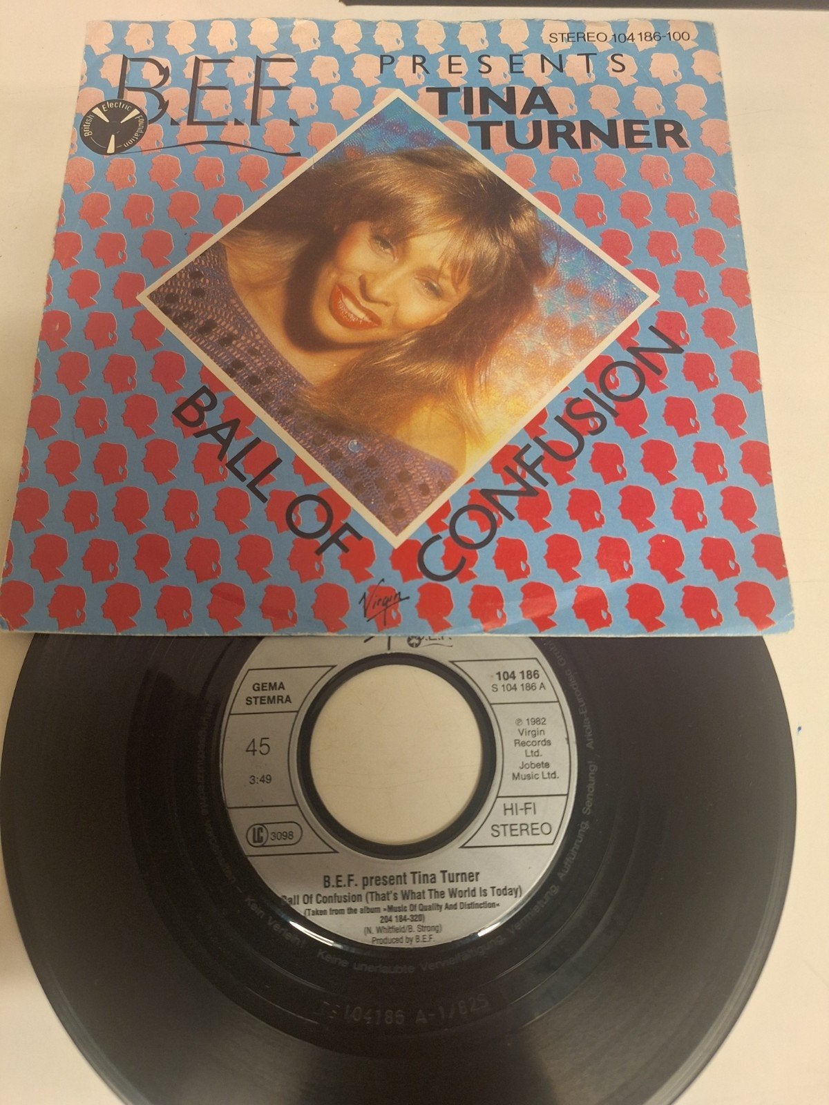 B.E.F presents Tina Turner - Ball of Confusion, 1982., Fotohoes, Verzenden, 7 inch, Poprock
