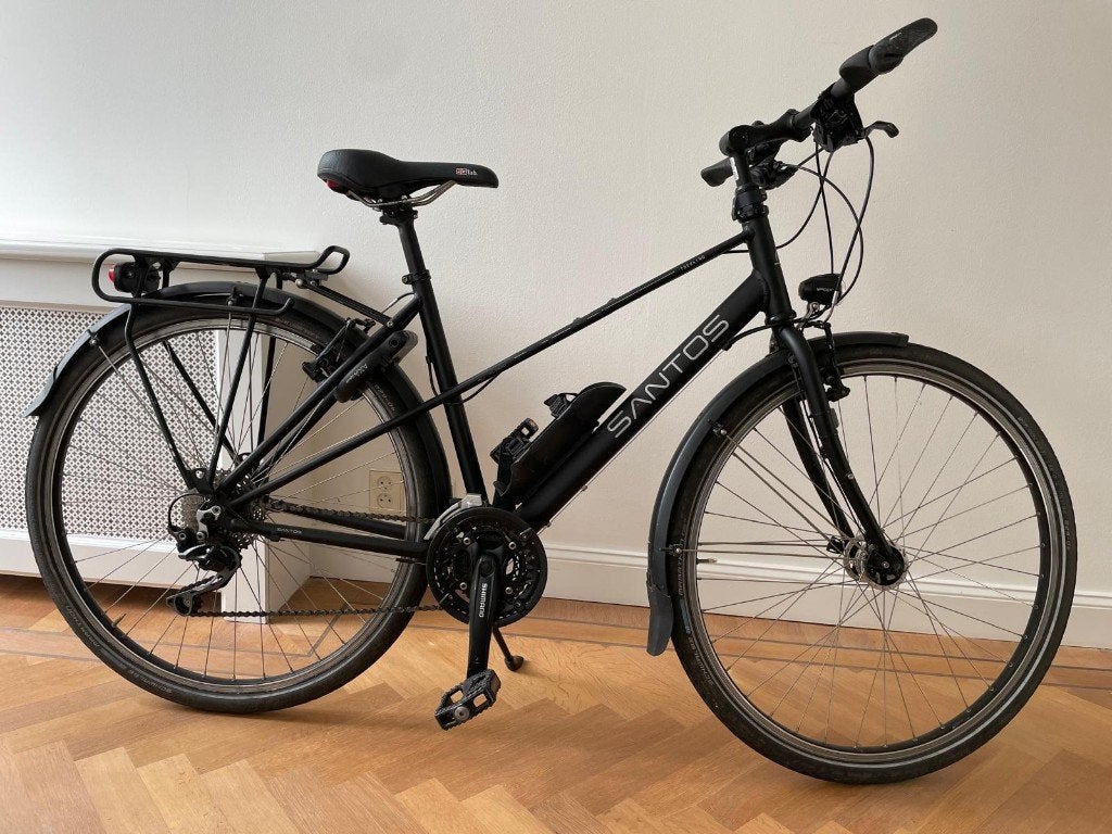 SANTOS trekking fiets - zwart geanodiseerd - mixte 48cm, Fietsen en Brommers, Fietsen | Dames | Sportfietsen en Toerfietsen, 10 tot 15 versnellingen