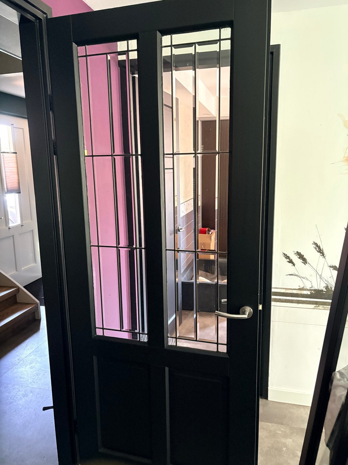 Skantrae binnendeur glas in lood opdek 231,5x93 cm, Ophalen, Gebruikt, 80 tot 100 cm, 215 cm of meer
