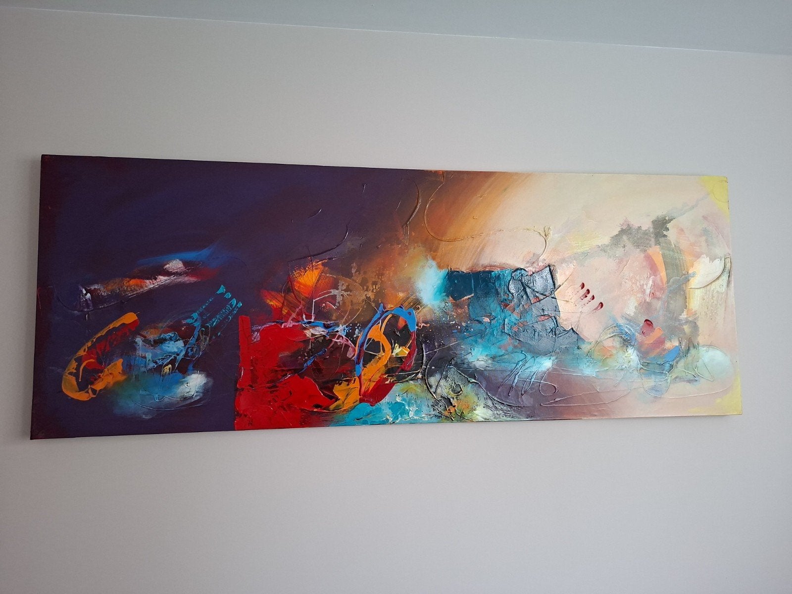 William Malucu schilderij 70 x 190cm, Ophalen of Verzenden