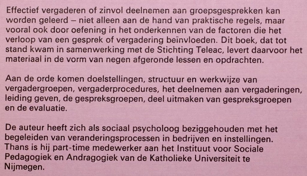 Vergadertechniek en groepsgesprek 1977 Drs. A.H.S Stemerding, Boeken, Verzenden, Zo goed als nieuw, Gamma, Drs. A.H.S. Stemerding