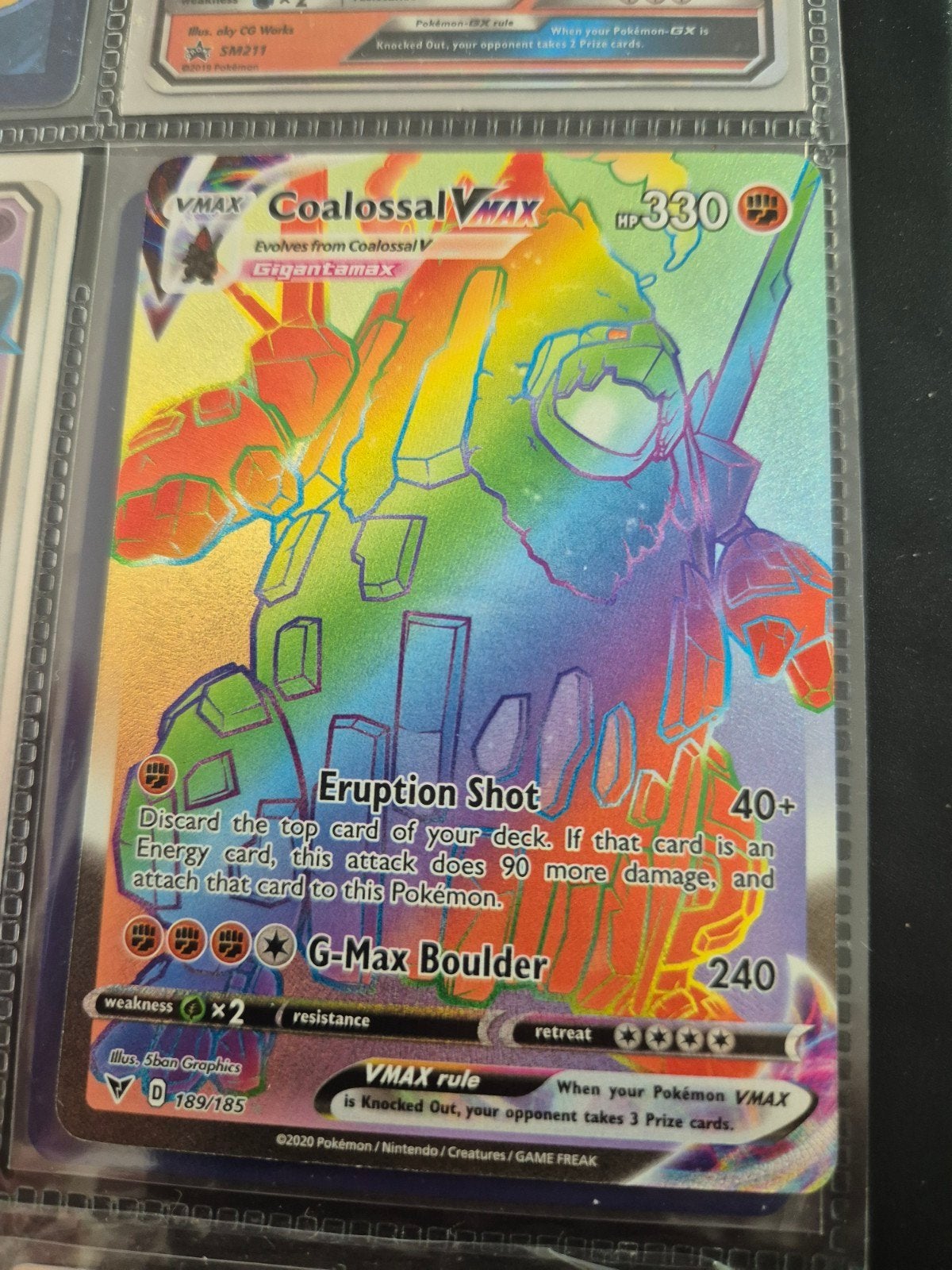 Pokémon TCG Coalossal VMAX Rainbow Rare D 189/185, Verzenden, Zo goed als nieuw, Losse kaart, Foil