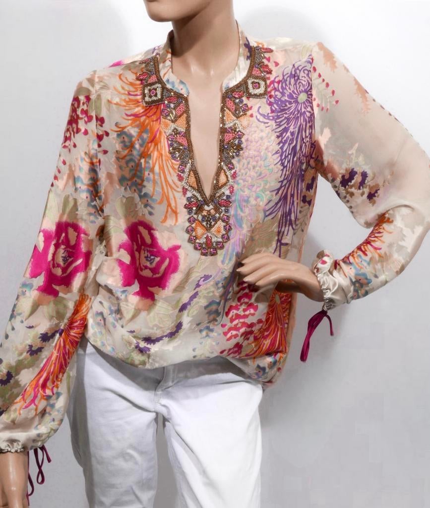 HALE BOB zijde blouse maat S ZGAN, Ophalen of Verzenden, Zo goed als nieuw, Maat 38/40 (M), Beige