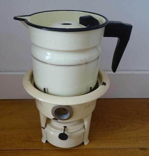 Original Haller petroleumstel met melkkoker gebroken wit, Ophalen of Verzenden