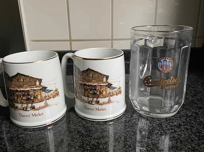 Vtg Bierglas Tiger Beer Thieves' Market / Budweiser Budvar, Ophalen of Verzenden, Nieuw, Glas of Glazen, Overige merken