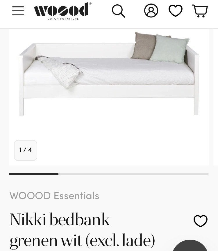 WOOOD Nikki bedbank grenen wit 100x207 cm, Ophalen, Eenpersoons, Wit, 200 cm