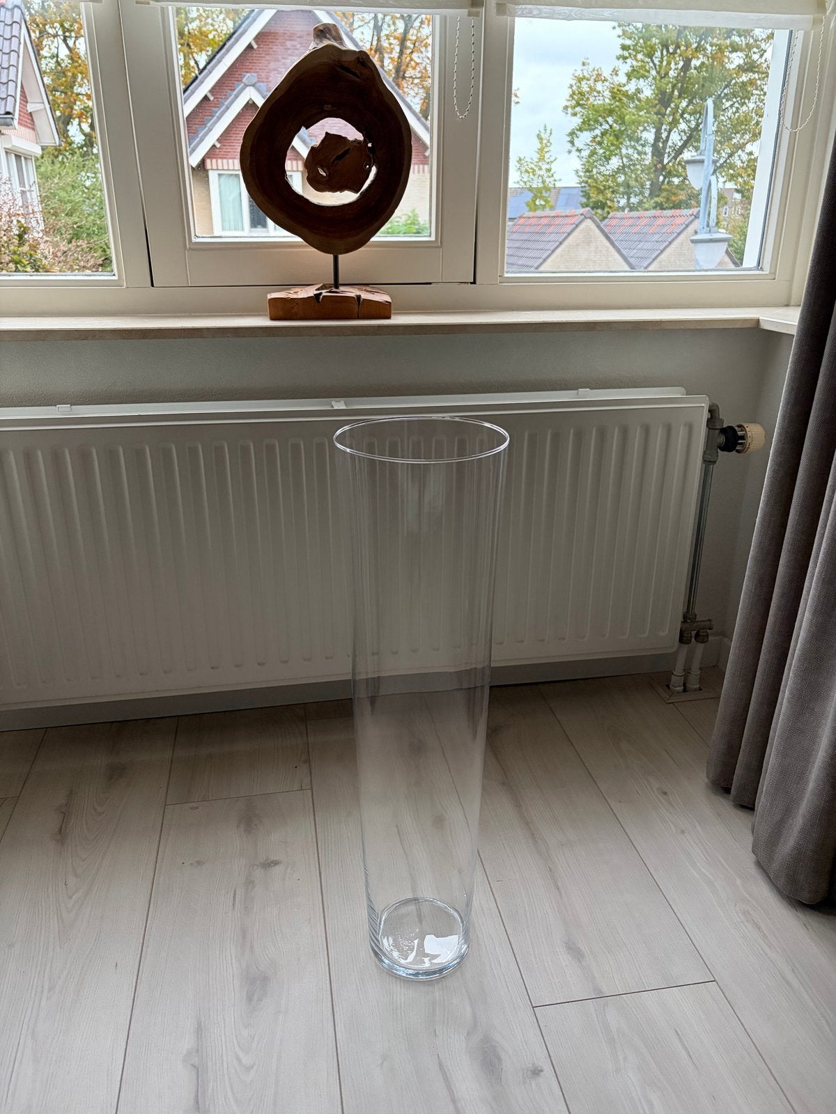 Hoge glazen vaas, taps toelopend, 70 cm hoog, Ophalen, Transparant, 70 cm, Glas
