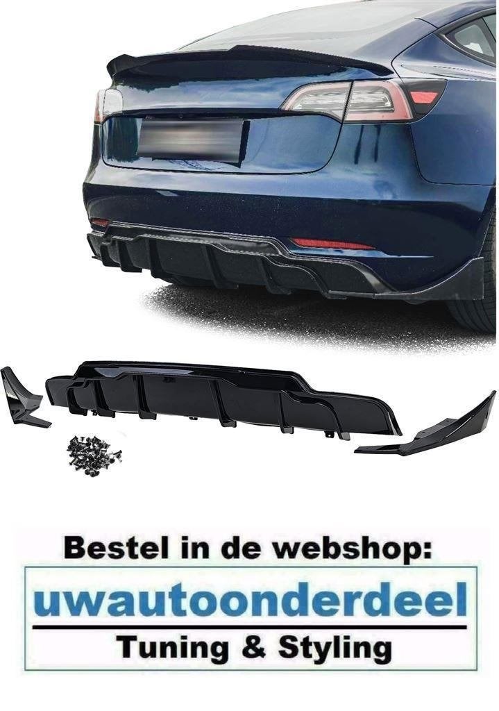 Achter Spoiler Diffuser Glans Zwart Voor Tesla Model 3, Verzenden, Automotive Parts, A.parts@hotmail.nl, Trasmolenlaan 12 3447 GZ Woerden