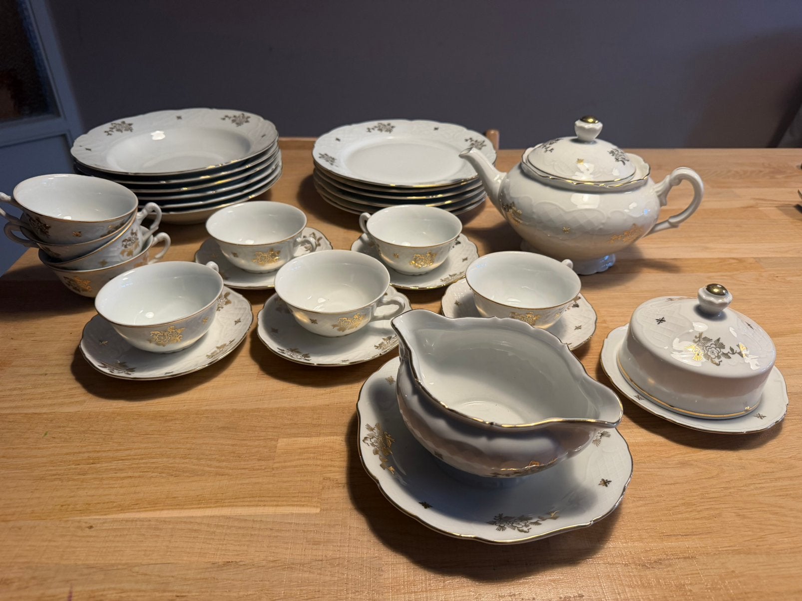 Prachtig vintage Schumann Arzberg Irene servies goud/bloemen, Antiek en Kunst, Ophalen