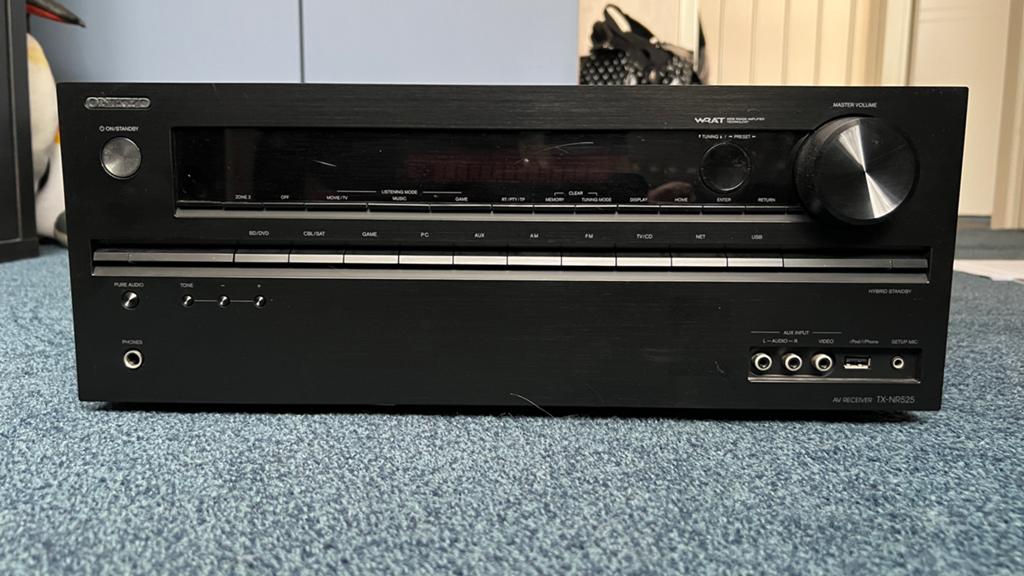 Onkyo TX-NR525 AV Receiver met afstandsbediening, Ophalen of Verzenden, Zo goed als nieuw, Audio