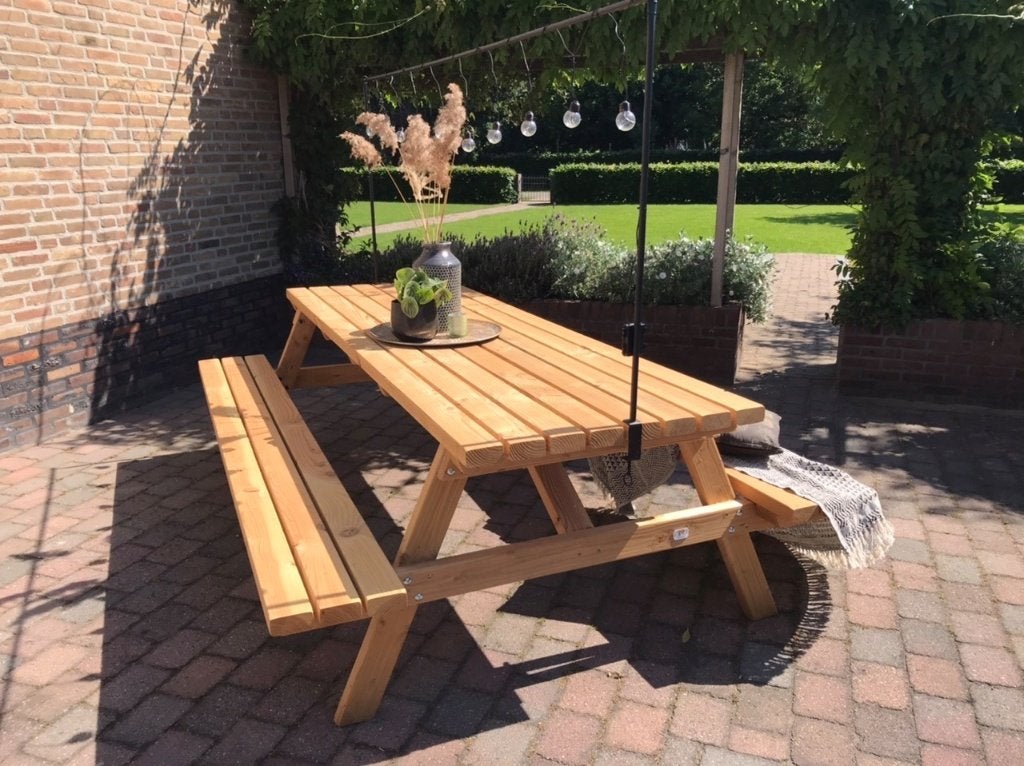vandaag leverbaar picknicktafel RUSTIEK  DOUGLAS HOUT, Tuin en Terras, Picknicktafels, Ophalen, Nieuw, Rechthoekig, Hout