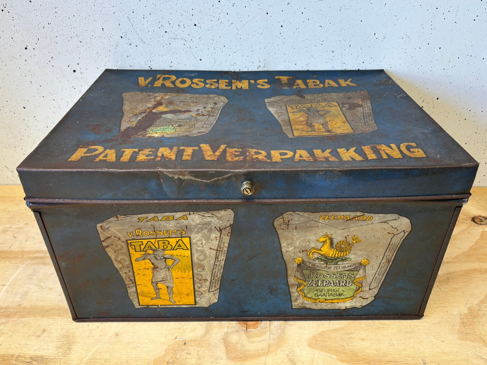 Van Rossem’s tabak patent verpakking groot winkelblik, Ophalen of Verzenden, Gebruikt, Overige