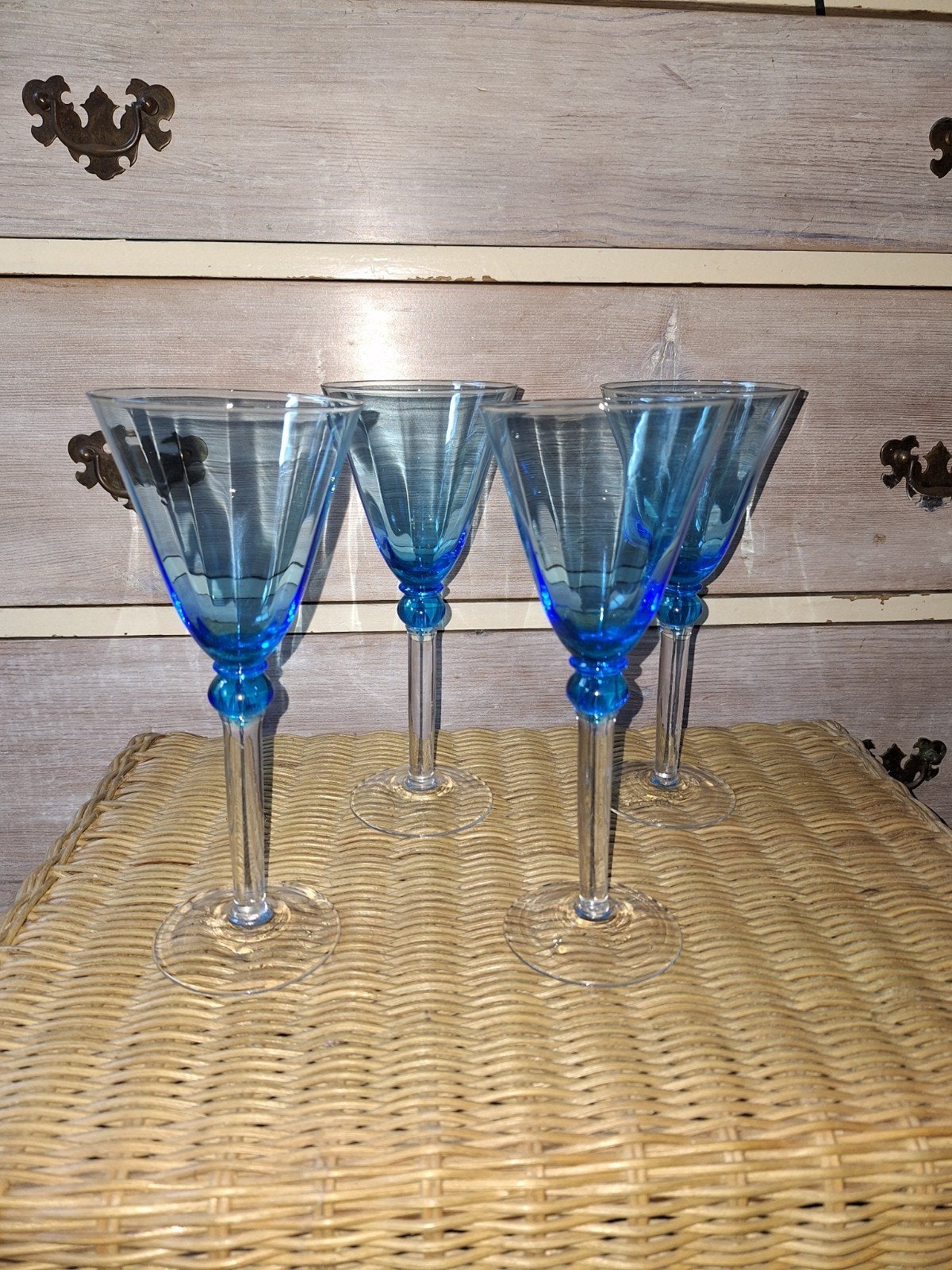 4 mooi blauwe glazen, Verzamelen, Glas en Borrelglaasjes, Ophalen, Zo goed als nieuw, Overige typen
