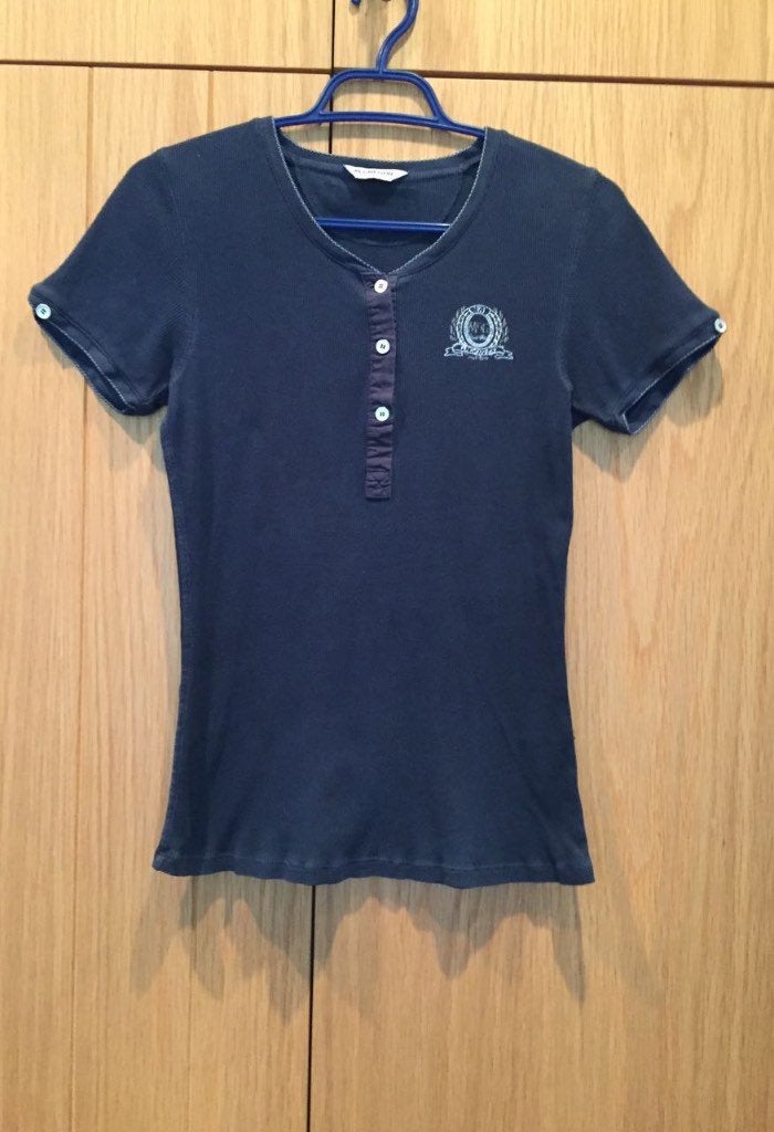 Mc.Gregor donkerblauw T-shirtje, V-hals met knoopjes medium, Maat 38/40 (M), Mc. Gregor, Blauw, Ophalen of Verzenden
