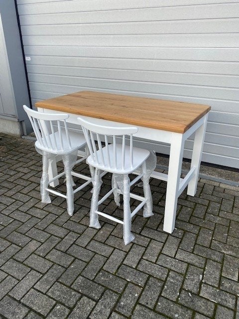 mooie bistro thonet sta tafel eiken met krukken fameg 140x70, Ophalen