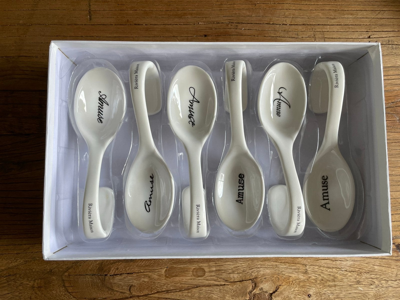 Rivièra Maison amuselepels, set van 6 porselein, nieuwstaat, Ophalen of Verzenden, Zo goed als nieuw, Overige materialen