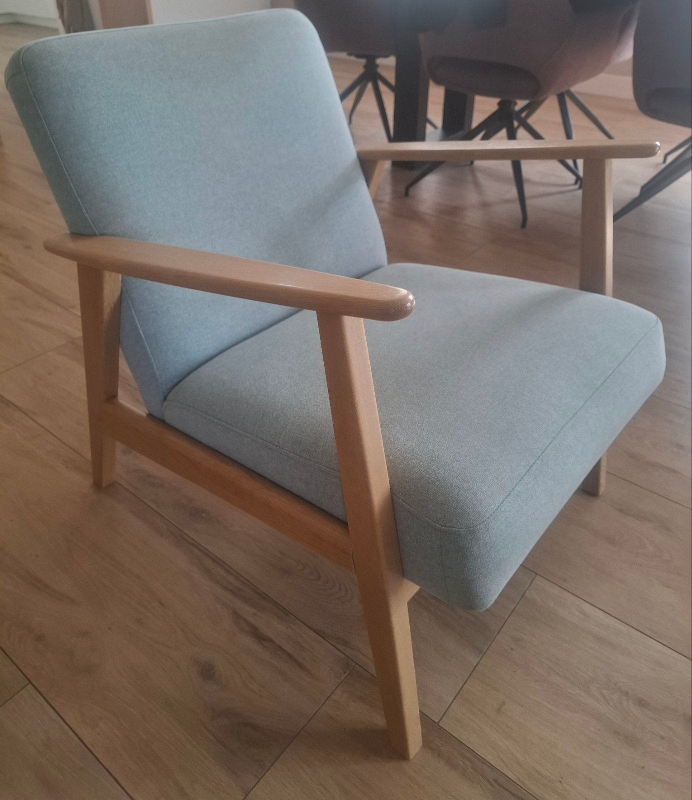 Ikea fauteuil eiken groen/grijs, Huis en Inrichting, Ophalen, Gebruikt, Grijs, Eén
