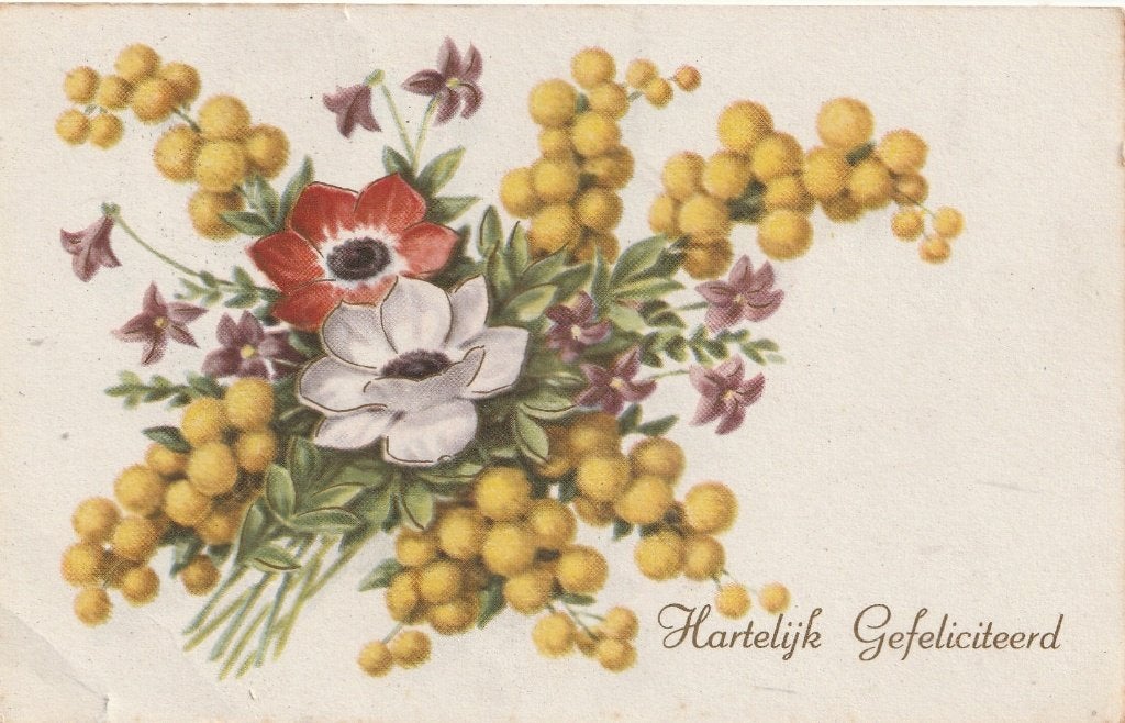BLOEMEN BOEKET JAREN 50 ZEER MOOI OUDE KAART KO610, Ophalen of Verzenden, 1940 tot 1960, Ongelopen, Overige thema's