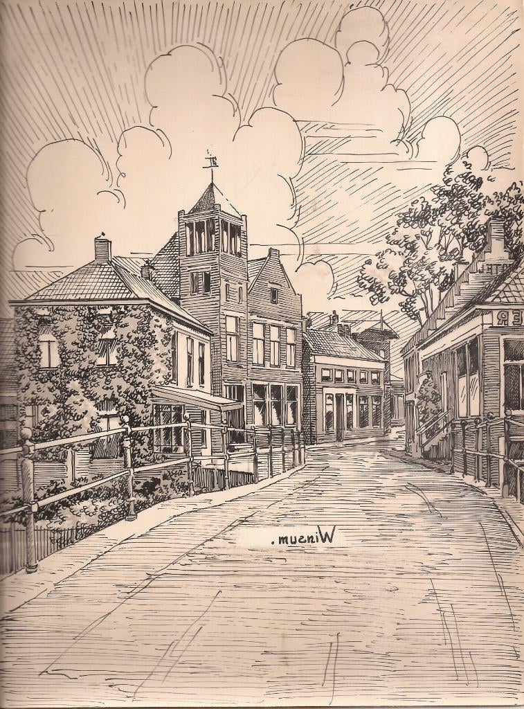 Winsum Groningen Dorpsgezicht 1948 Tekening Sievers, Ophalen of Verzenden