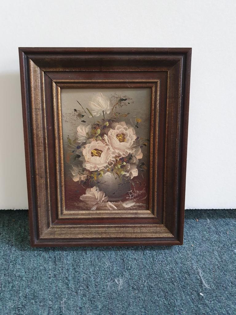 Antiek Schilderij: Bloemenstilleven in Ovale Lijst, Antiek en Kunst, Ophalen