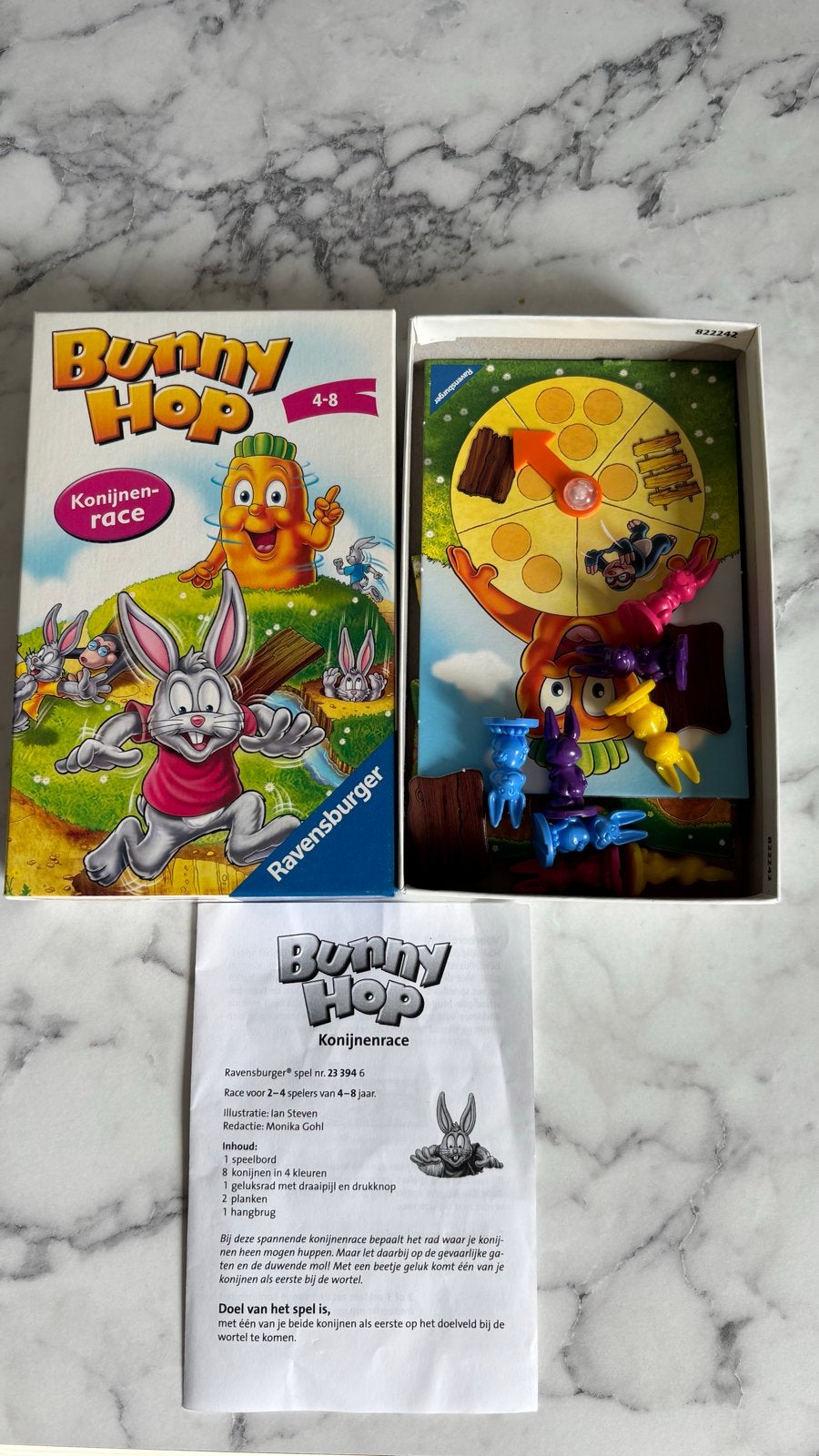 Bunny Hop Konijnenrace - Ravensburger Gezelschapsspel, Drie of vier spelers, Ophalen of Verzenden, Gebruikt