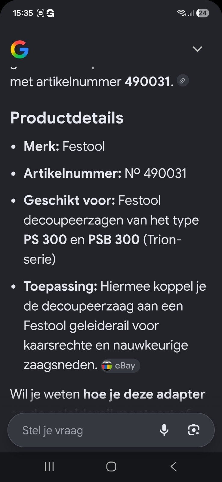 Festool geleiderailadapter FS-PS/PSB 300 (N 490031), Doe-het-zelf en Verbouw, Ophalen of Verzenden, Nieuw, Overige typen, Festool