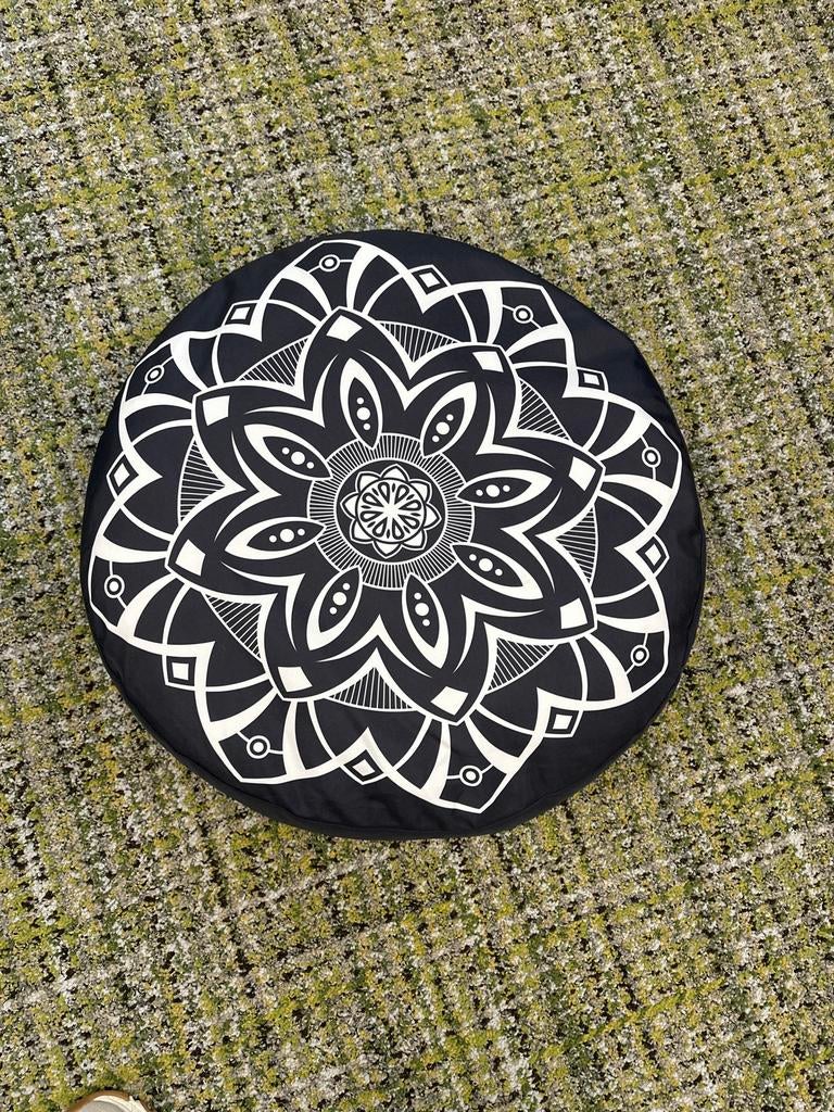 Ronde buitenkussens met Mandala print - Zwart/Wit, Ophalen, Nieuw, Zwart, Rond