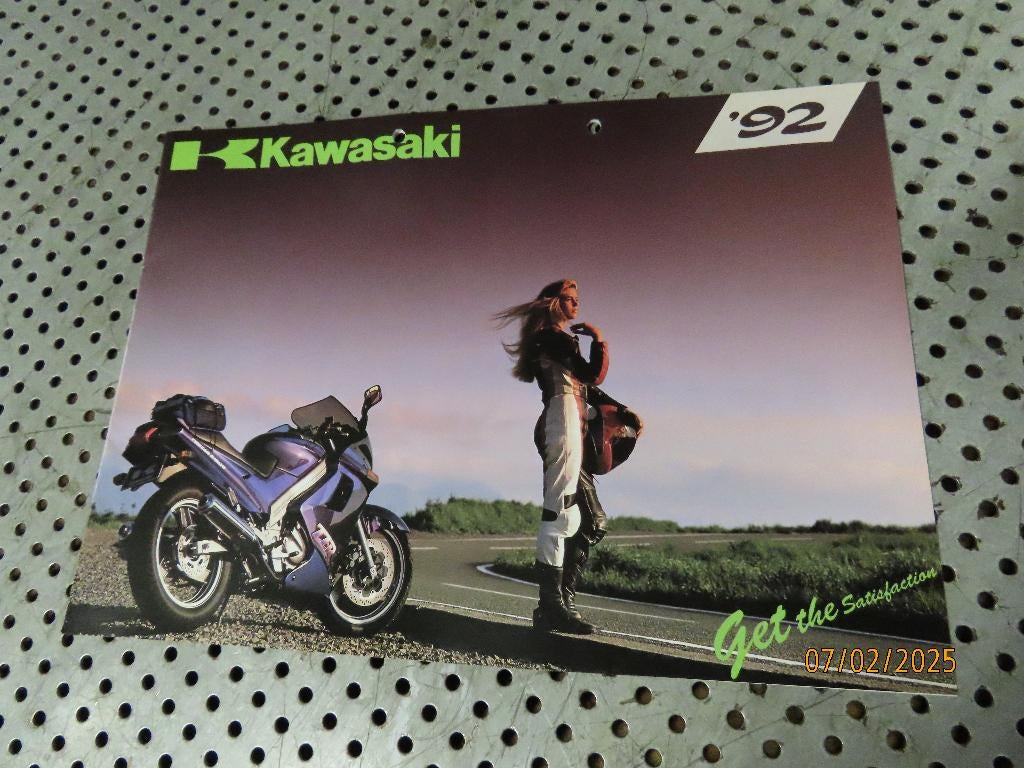 Kleurenfolder Folder Kawasaki Motoren 1992 Reclame Moto '92, Ophalen of Verzenden, Gebruikt, Motoren